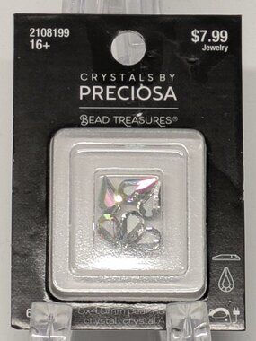 NEW! One Package of Preciosa Teardrop Crystals, Clear - 8mm x4.8mm, 6pcs